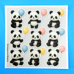 Pandas & Pastel Balloons Sticker Sheet