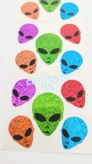 HAMBLY STUDIOS PRISMATIC STICKERS ALIEN HEADS – SPACE – VINTAGE COLLECTABLE RARE