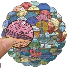 50 USA State Stickers Pack Vinyl 2” Diameter All 50 United States Of America