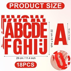 Vinyl Capital Letter Stickers, 18 Sheets, 4 Inch Large, Red, Scrapbooking