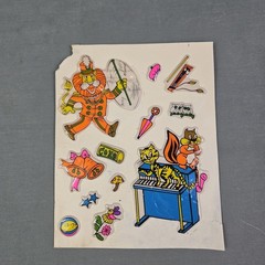 Vintage Puffy Stickers Sheet STICK-ONS Retro Scrapbook Craft Hobby