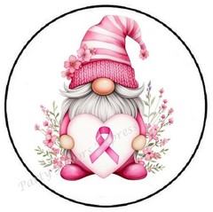 PINK RIBBON BREAST CANCER AWARENESS GNOME ENVELOPE SEALS LABELS STICKERS FAVORS