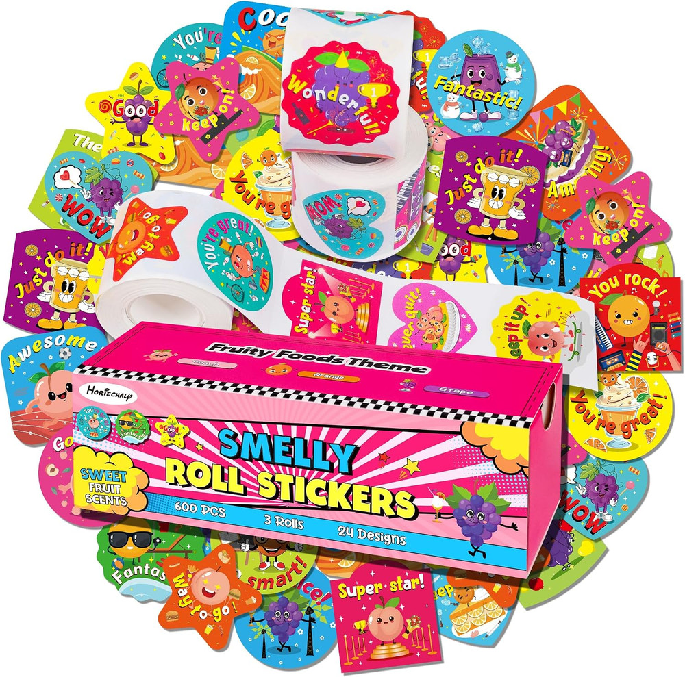 3 Rolls Scratch and Sniff Stickers for Kids 600PCS Smelly Scented Stickers Kid