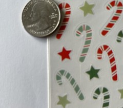 RED/GREEN CANDY CANES Stickeroni Stickers(40pc)Hallmark•Christmas •Stars•Holiday