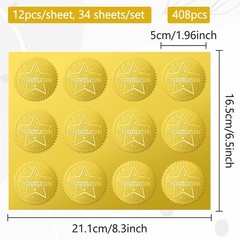 408Pcs Congratulations Gold Foil Embossed Stickers 2″ Star Self Adhesive Enve…