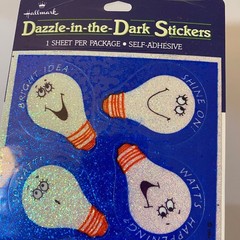 Vintage Hallmark Lightbulbs Dazzle Glow In The Dark Stickers