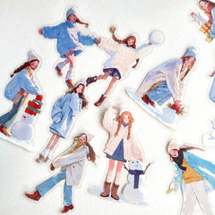 Winter Holiday Snow Girl Stickers Junk Journal Collage Scrapbooking