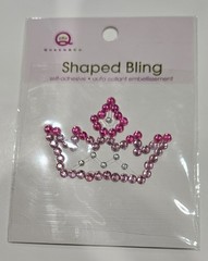 queen co shaped bling crown Rhinestones shades of pink self adhesive 1×2 inches