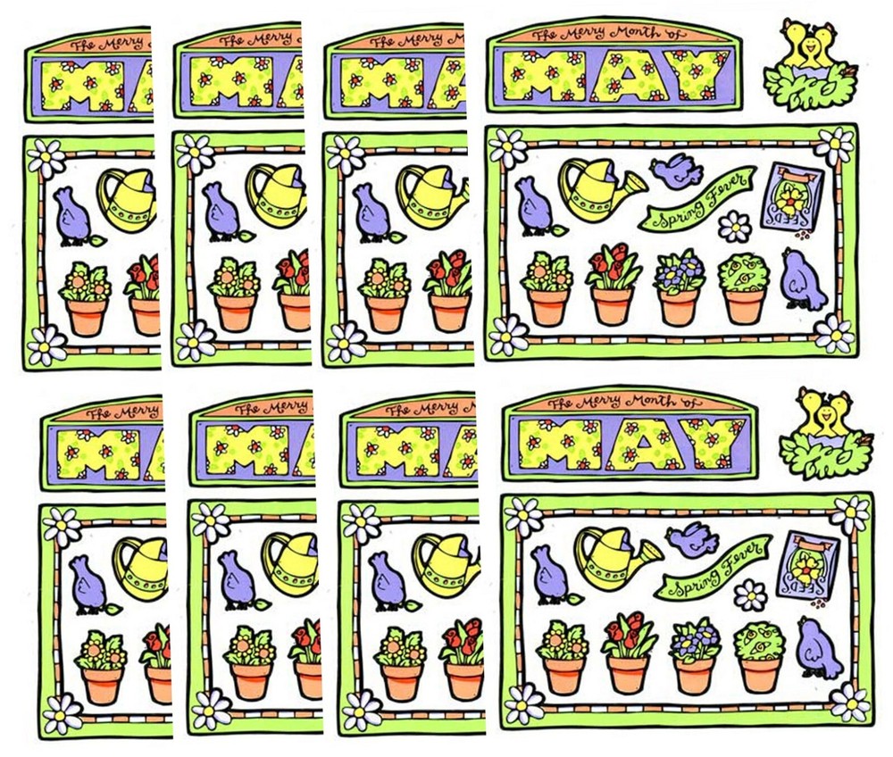 Frances Meyer MAY Spring Flower Scrapbook Stickers 8 Sheets