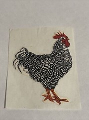 Chicken Sticker Scrapbook Black White Speckled Rooster Hen Farmhouse 80s