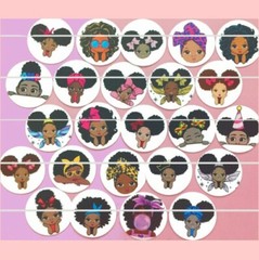100 Precut PEEKABOO BLACK GIRL BOTTLE CAP TRAY CHARM IMAGES 1 in AFRO AMERICAN