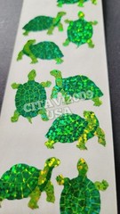 HAMBLY STUDIOS STICKERS PRISMATIC /GLITTER *GREEN TURTLES * RARE VINTAGE