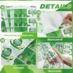 100 Pcs Mental Health Green Ribbon Water Bottle Labels – Waterproof Stickers for