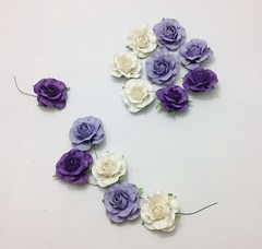 Off White & Purple Roses Valentine Card Scrapbooking Wedding ฺBouquet Bundle DIY