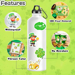 300 Pcs St. Patrick’S Day Shamrock Stickers, Vinyl Waterproof for Crafts & Decor