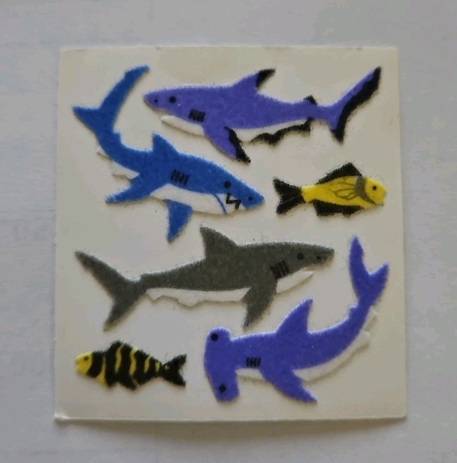 Vintage Sandylion Fuzzy Shark sticker mod, Sandylion Sharks