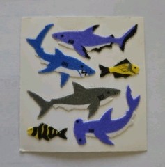 Vintage Sandylion Fuzzy Shark sticker mod, Sandylion Sharks