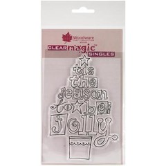 #4 Woodware Craft Clear Stamp JOLLY TREE Scrapbooking, Stamping