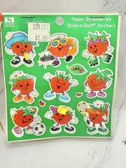 Vintage 1996 Standard Publishing stick-n-sniff stickers Happy Strawberries