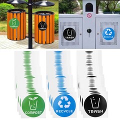 60Pcs/Set Round Recycle Trash Compost Sticker Decal For Trash Cans Garbage C EJJ