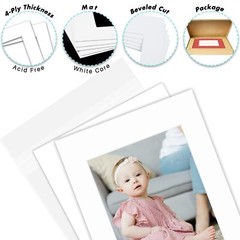 100 Pack 11×14 White Picture Mat Boards Fits 8×10 Acid-Free Backing + Clear Bags