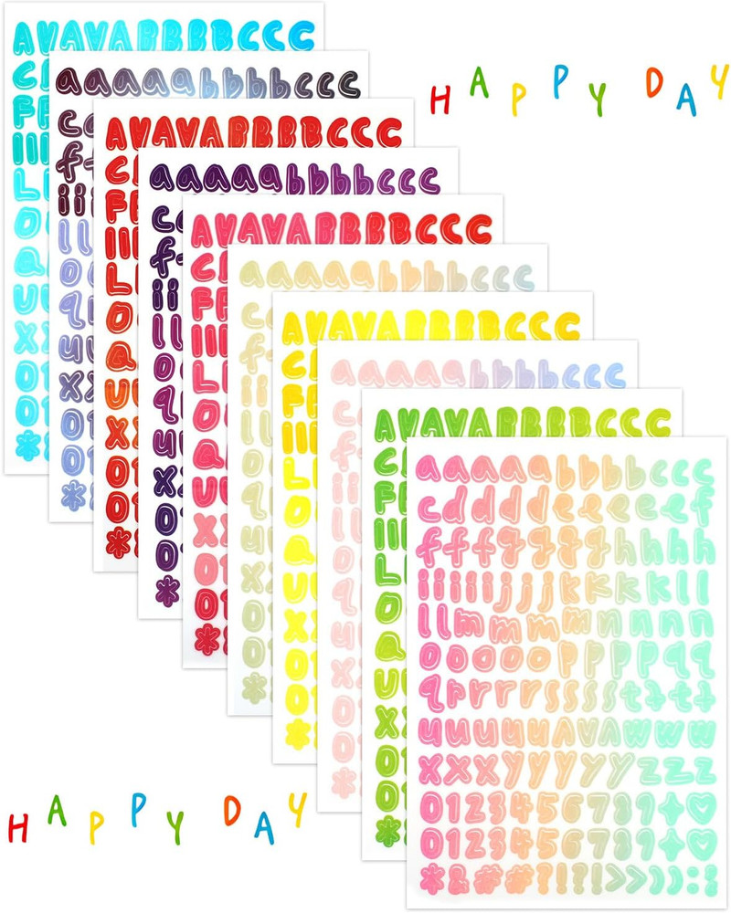 1430 Pcs A-Z Letter Stickers, 0.3Inch 10 Sheets Vinyl Alphabet Sticker, Self-Adh