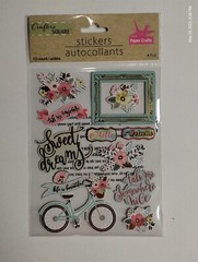 Crafters Square Foil Puffy Stickers/Sweet Dreams,Life is Beautiful, Hello,