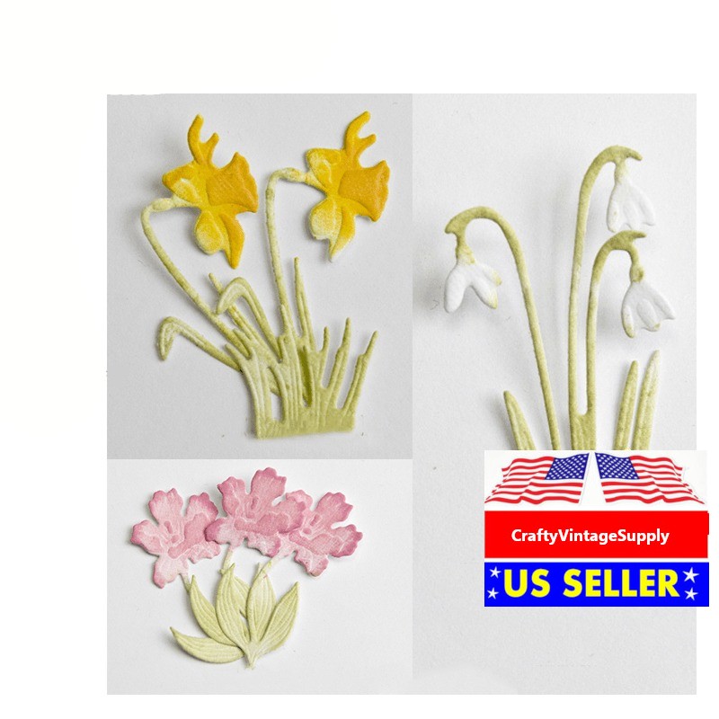 Spring Crocus Daffodil Snowdrop Flowers Metal Die Cutting Cut Dies