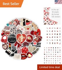 100Pcs Vintage Red & Black Aesthetic Stickers – Perfect for Journals & Laptops