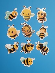 STICKERS x 10 Honey Bee Apiculture Beehive Cartoon Large Vinyl Sticker B12A