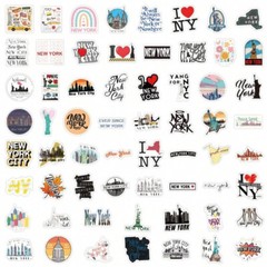 60 Pc New York Stickers City Travel Stickers Vinyl Waterproof Decals State USA