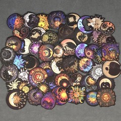 Celestial Sun & Moon Stickers – Set of 10 Random Stickers – Great for Crafts