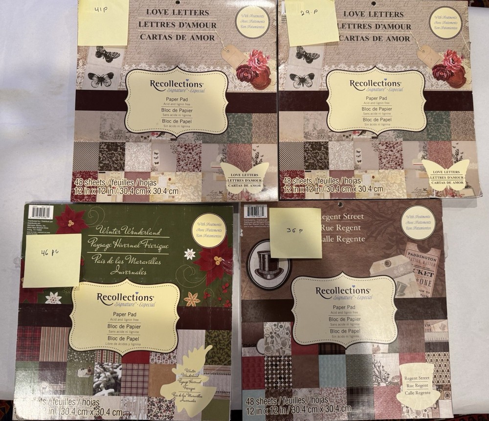 Lot 4 Recollections Signature Special 12×12 Paper Pads Love Letters 162+ Pgs