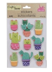 Cactus Cats Succulent Plant Pop Up 3D Stickers Planner Papercraft DIY Crafts