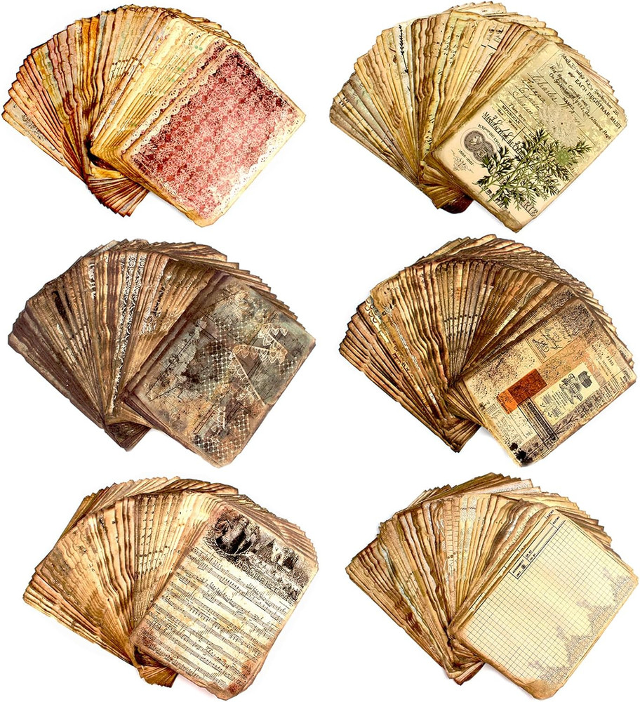300 Sheets Vintage Scrapbook Paper, Scrapbooking Journaling Supplies Decorative