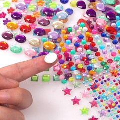 1782pcs Gems Stickers, Self Adhesive for Crafts Bling Multicolour