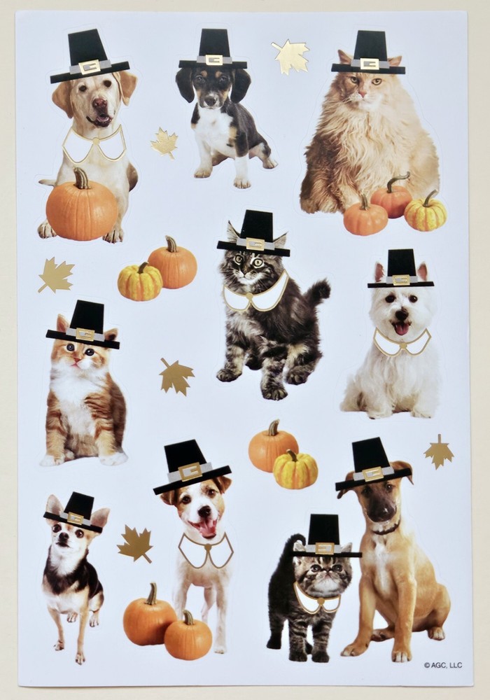Happy Thanksgiving / Cats And Dogs Sticker sheet