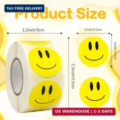 Smiley Face Stickers, 500PCS Happy Face Stickers, 1 Inch Yellow Happy Faces Deca