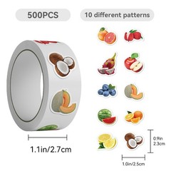 500Pcs/Roll Fruit Theme Stickers – Seals for Laptop/Journal/iPad/Guitar/Skateboa