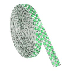3 Yard Rhinestone Ribbon, 4mm x 4mm Crystal Rhinestone Strips, Green