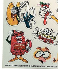 Vintage 1989 Kraft Jelly Up Muffin Head Stickers Butter Grapes Faces Egg 80s
