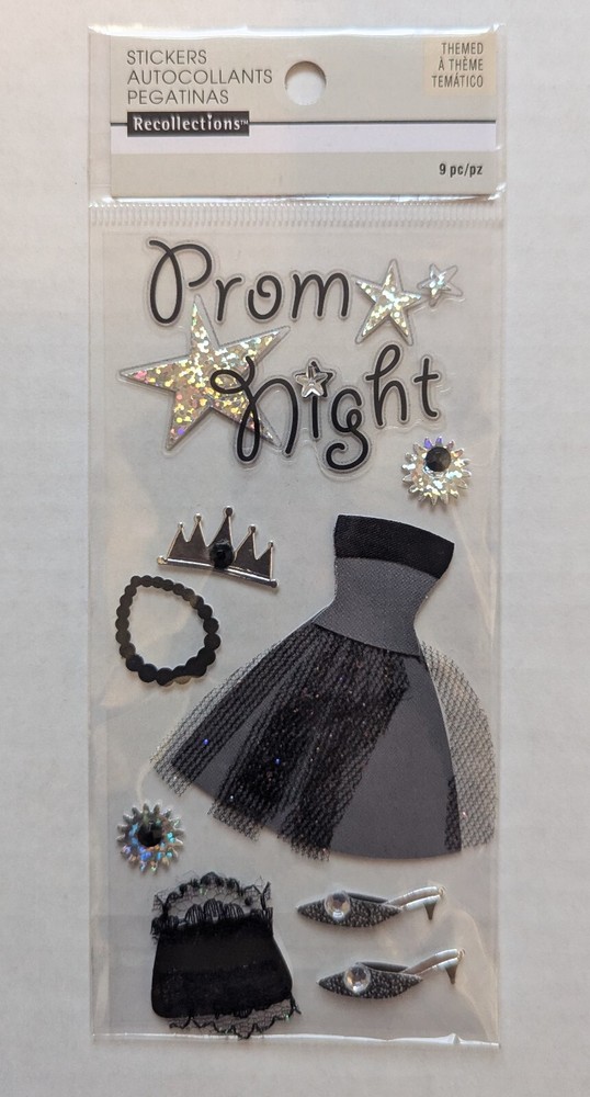 Prom Night Black Dress Shoes Purse Crown Scrapbooking Stickers by Recollections