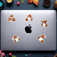 Kawaii Ghost Stickers: Waterproof Vinyl Halloween Decals ( 36 PCS)