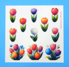 Pink Purple Orange White Red Purple Tulips & Tulip Bouquets Stickers Sheet