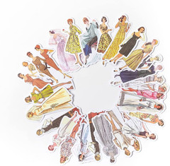 160 Pcs Vinyl Scrapbook Stickers Packs – Vintage People, Fashion, Lady, Sewing,