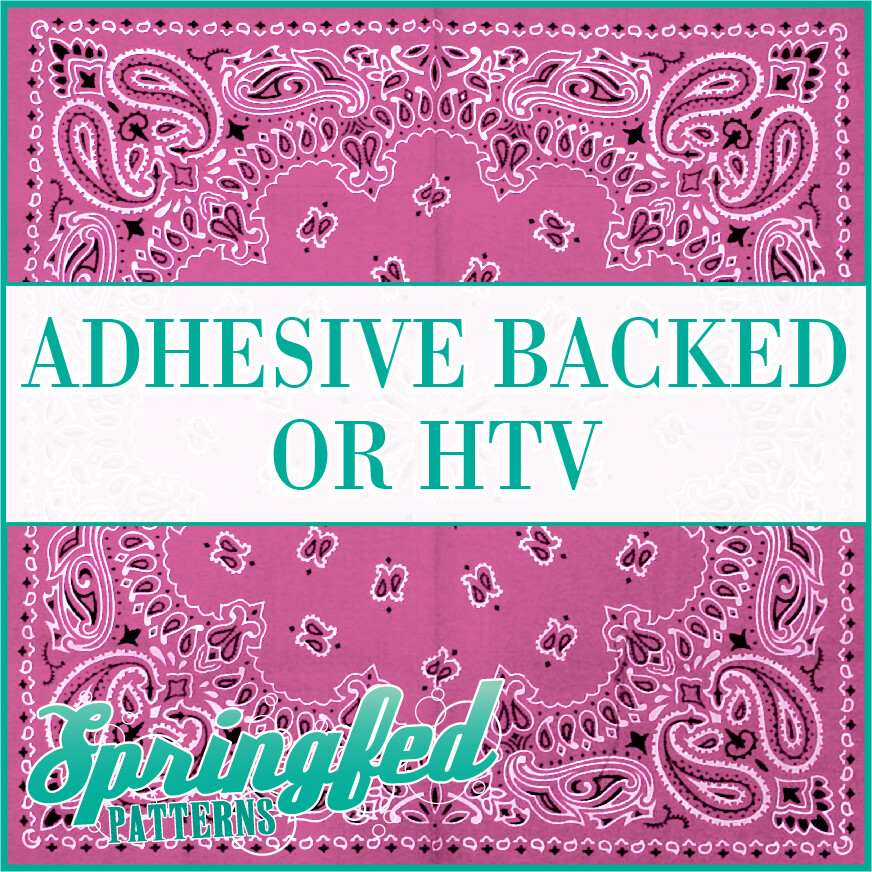 BANDANNA in Medium Pink Pattern Adhesive Vinyl or HTV Heat Transfer Bandana