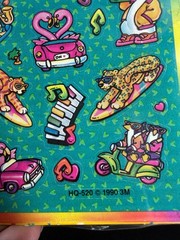 Vintage 1990 3M Post-It Removable Stickers Neon Surf Animals HQ-520 90s Retro