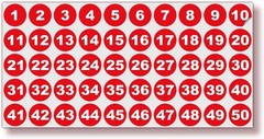 Red Consecutive Number Stickers – 1 to 50, 1-inch, 1 Set – Vinyl Self Adhesiv…