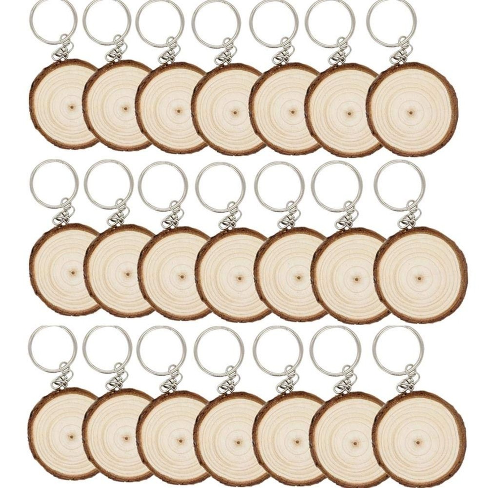 20 Unfinished Wood Slices Hand-painted Wooden Keychain Vintage DIY Wooden Car…