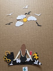 1 Summer Beach Girl Looking At Birds Cardstock Card See Pics #1-6